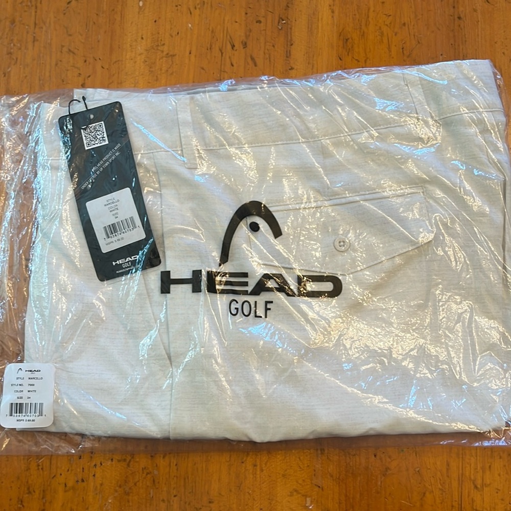 Head Golf Men’s Marcello Golf Short Size 34 - Off White w Gray